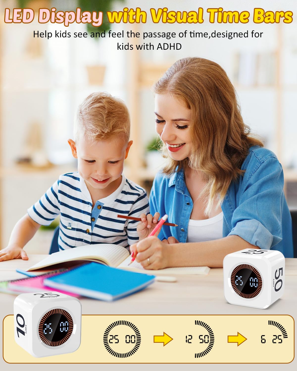 COWVTUJ Pomodoro Cube rechargeable battery enables portable use
