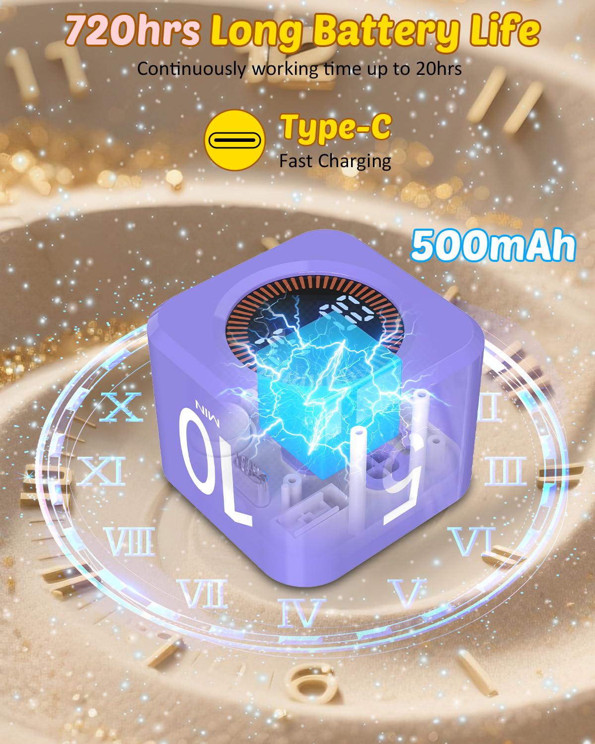 COWVTUJ rechargeable timer with 500mAh battery for portable use.