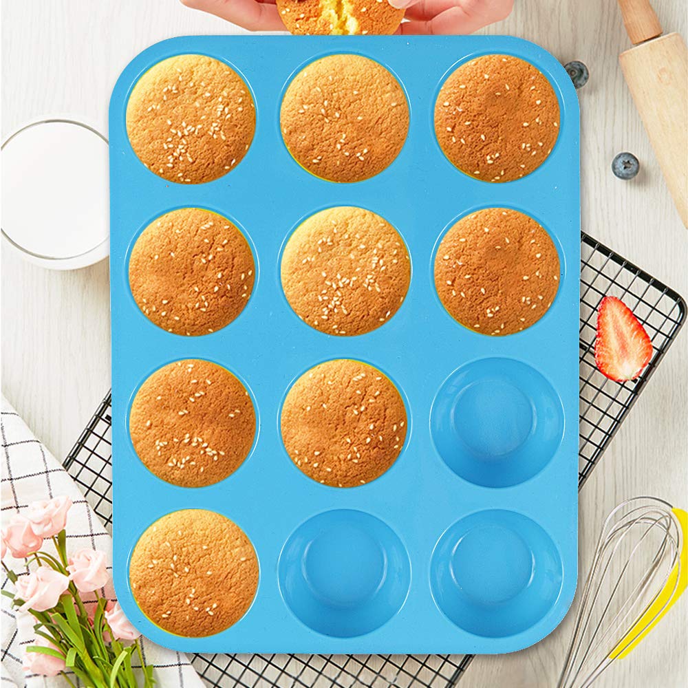Cozihom muffin pan in oven-safe silicone ready for baking cupcakes