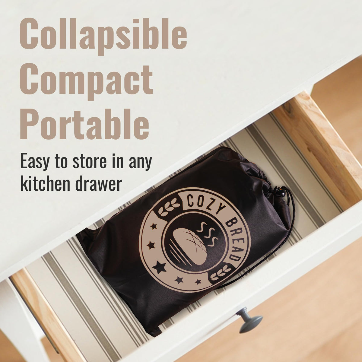 Cozy Bread proofing box compact and portable for storage and transport.