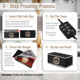 Cozy Bread proofing box setup with warming mat enhances bread texture and rise.