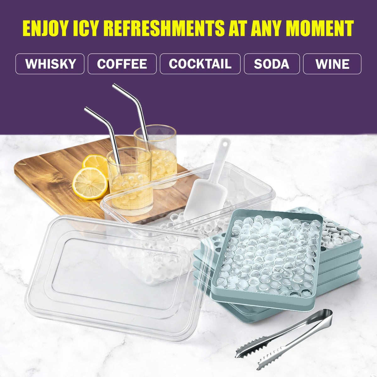 Cozy Kitchen Essentials BPA-free material closeup, safe and odor-free ice.