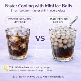 Cozy Kitchen Essentials mini ice cubes closeup with pebble texture for smooth sipping.
