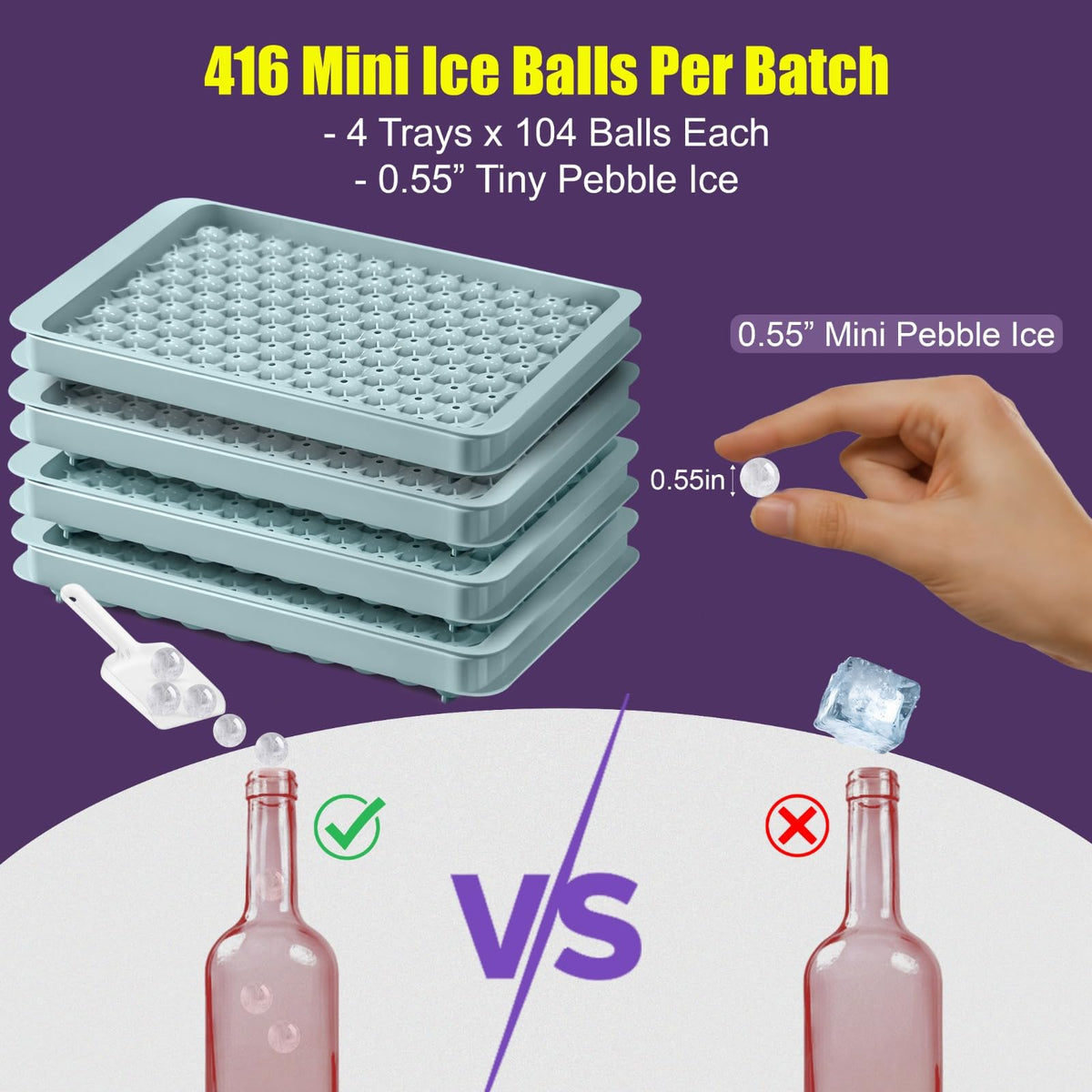 Cozy Kitchen Essentials mini ice cubes in coffee for fast chilling.