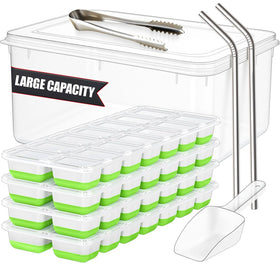 Cozy Kitchen Essentials stackable four-tray ice tray design for compact freezer storage