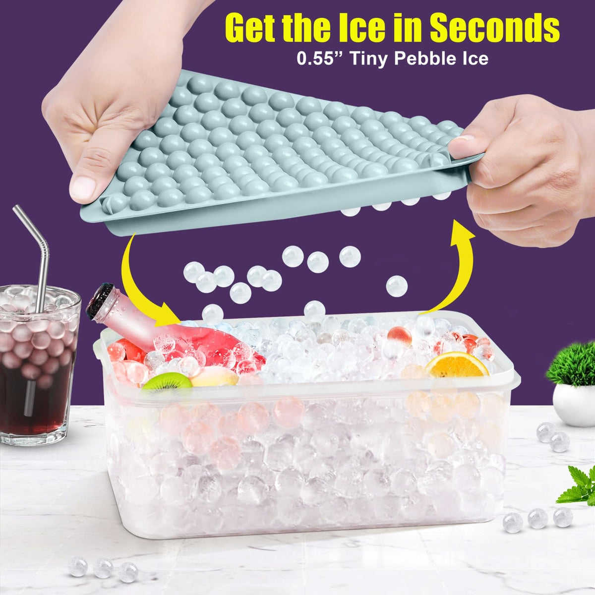 Cozy Kitchen Essentials twist release mechanism shown for effortless ice release.
