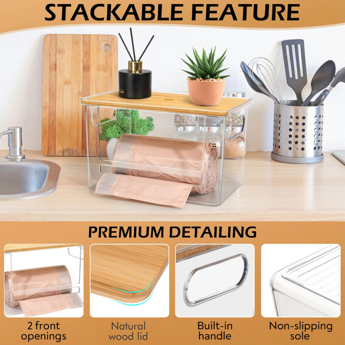 COZYCRAZE anti-slip base maintains stability during bag dispensing.