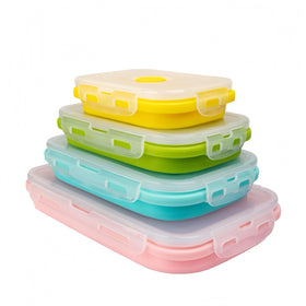 CozyKit collapsible lunch boxes folded flat to save space.