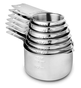 CozyKit 7-piece nestable measuring cups in stainless steel for space-saving kitchen organization.