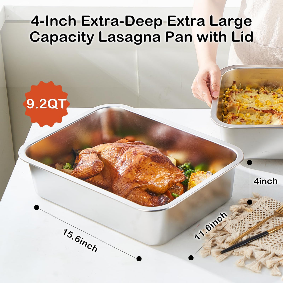 CozyState extra-deep 4-inch lasagna pan ideal for hearty casseroles.