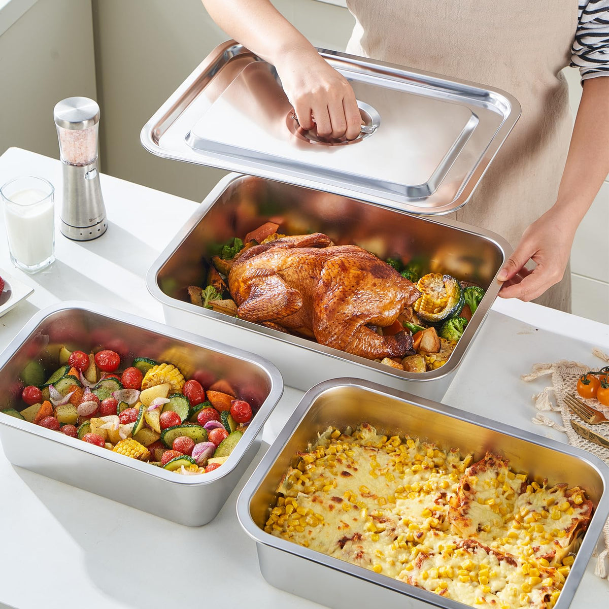 CozyState large 9.2QT capacity pan supports family-sized meals.