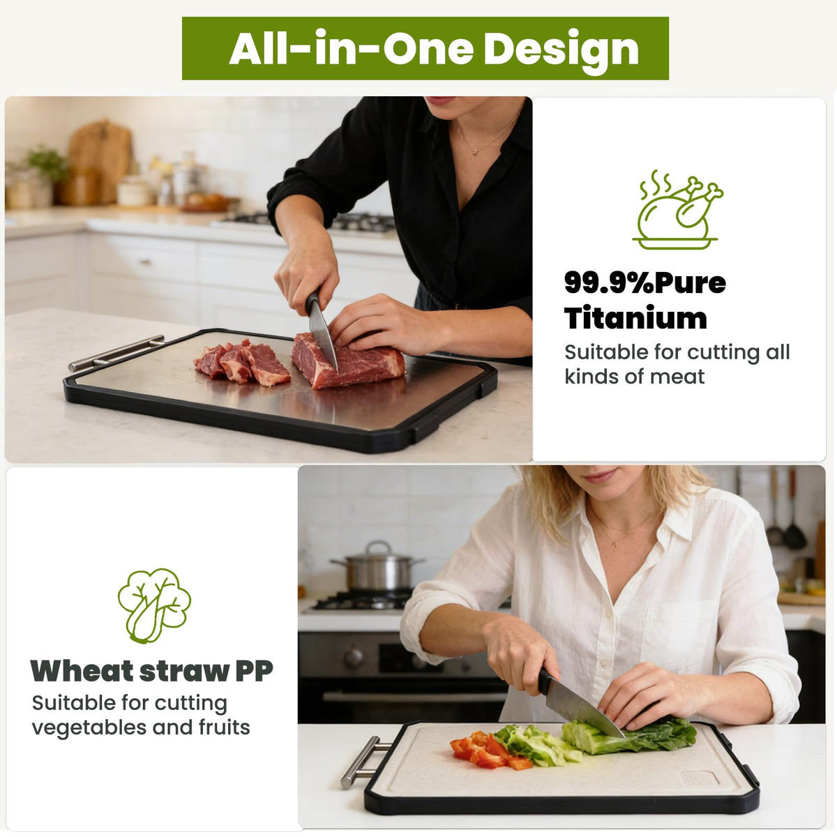 COZZIVITA titanium cutting board wheat-straw side for produce