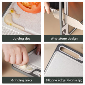 COZZIVITA cutting board with juice groove to catch liquids during meat prep.