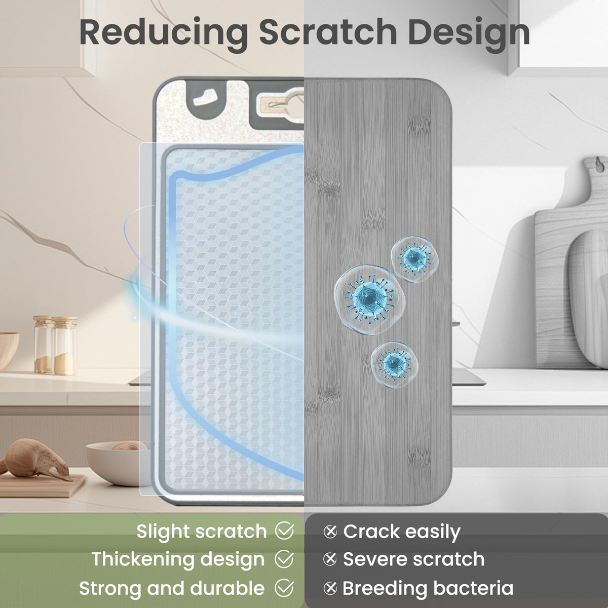 COZZIVITA non-slip silicone edges keep the board stable during use.
