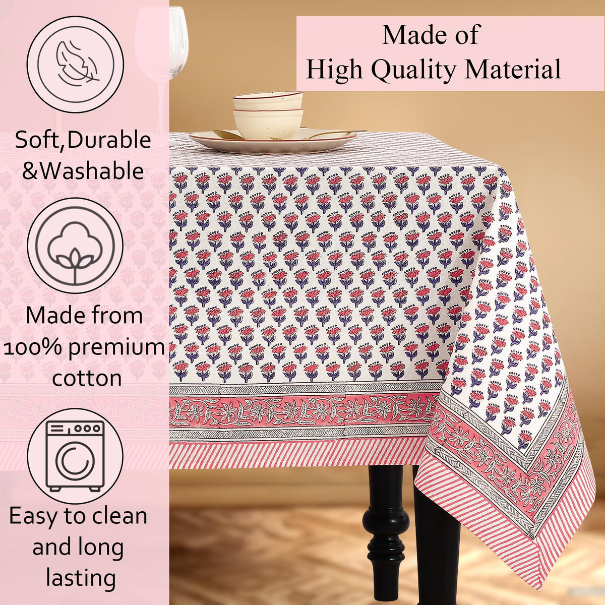 CPC 60x60 inch square tablecloth fits standard tables.