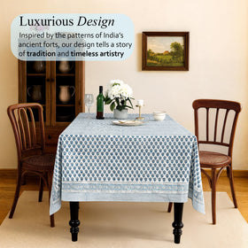 CPC Cotton Print Club blue floral motif close-up highlights hand-stamped design.