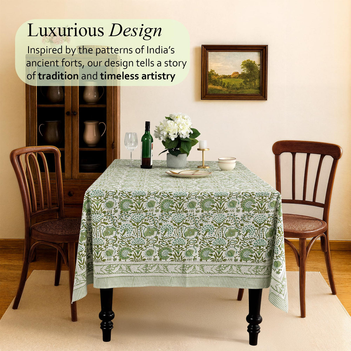 CPC Tablecloth Hand-stamped Block Print adds textured charm to any table setting