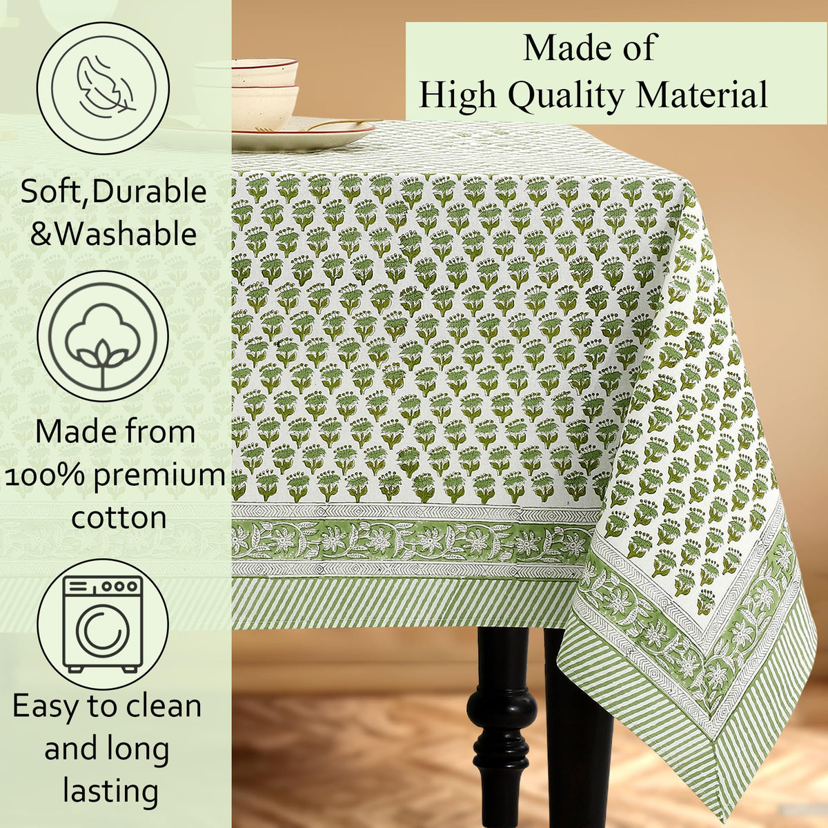 CPC Tablecloth available in multiple sizes for various table shapes.