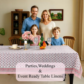 CPC Indian-made cotton tablecloth offering soft touch for everyday dining.