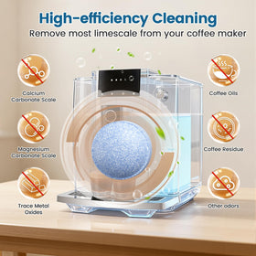 CPLIKE descaling tablet dissolving action shown for effective cleaning.