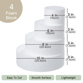 Crafare four-tier foam cake dummy, 10-inch height, creates bold centerpiece displays.