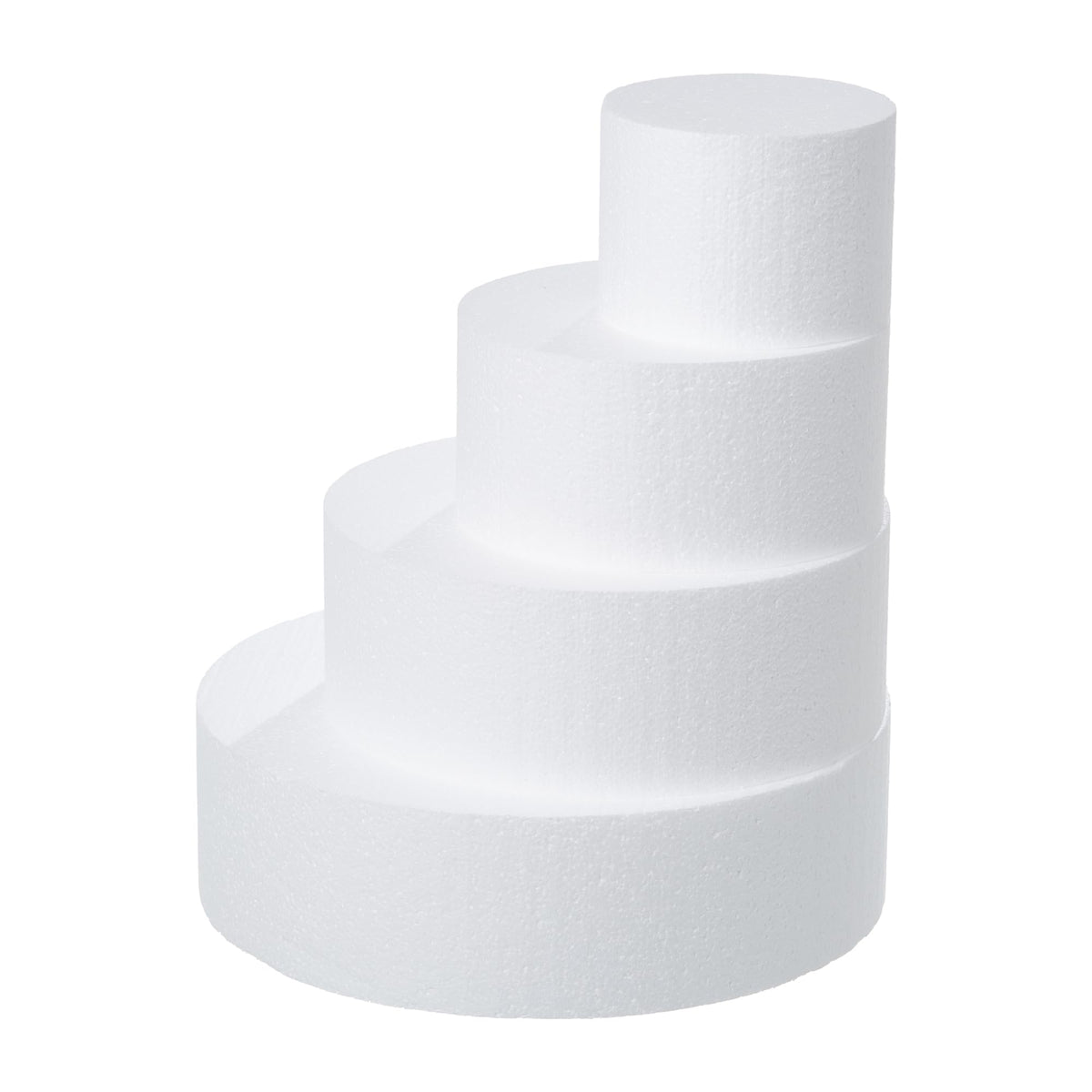 Crafare four-tier foam cake dummy, 6-inch height, versatile for tiered cake mockups.