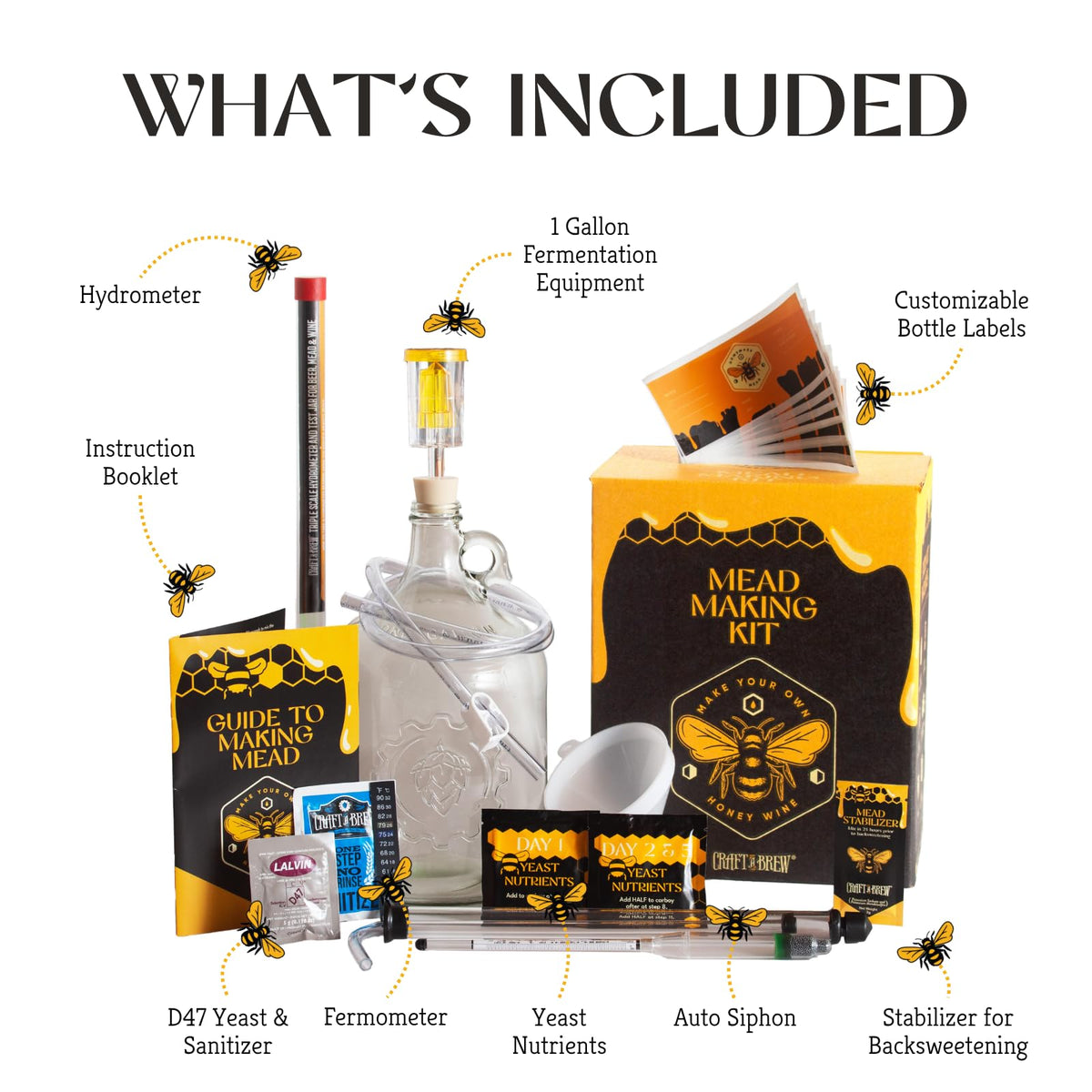 Craft A Brew Deluxe Mead Kit bottling gear ensures clean, precise fills every time.