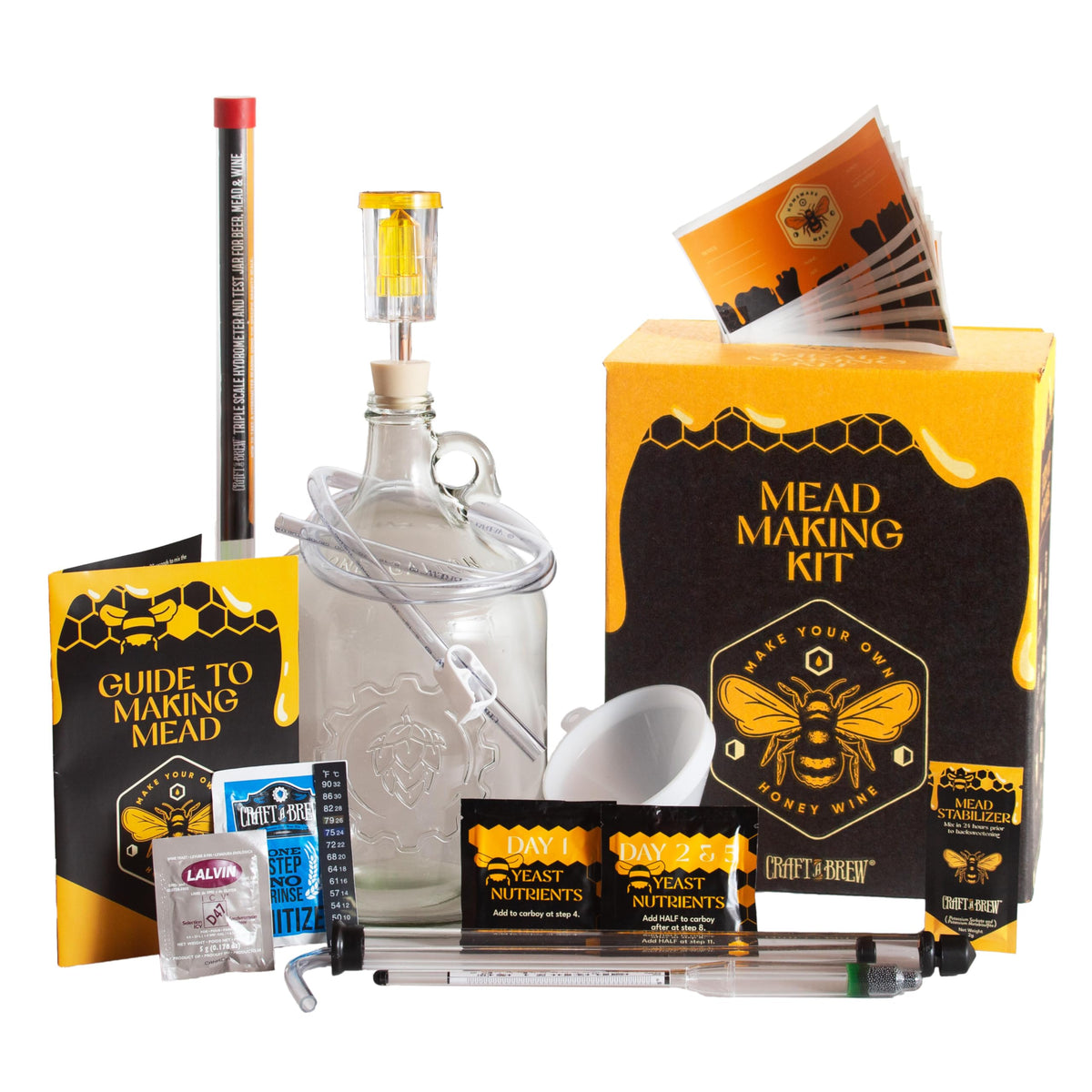 Craft A Brew Deluxe Mead Kit fermenter with airlock for easy home fermentation.