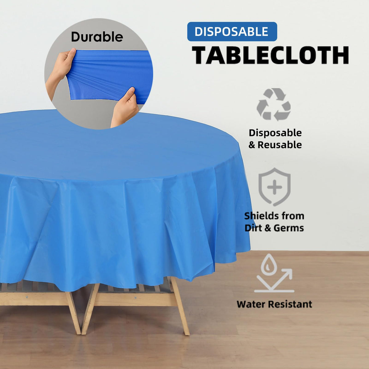 Craft And Party heavy-duty plastic covers protect surfaces from spills and stains.