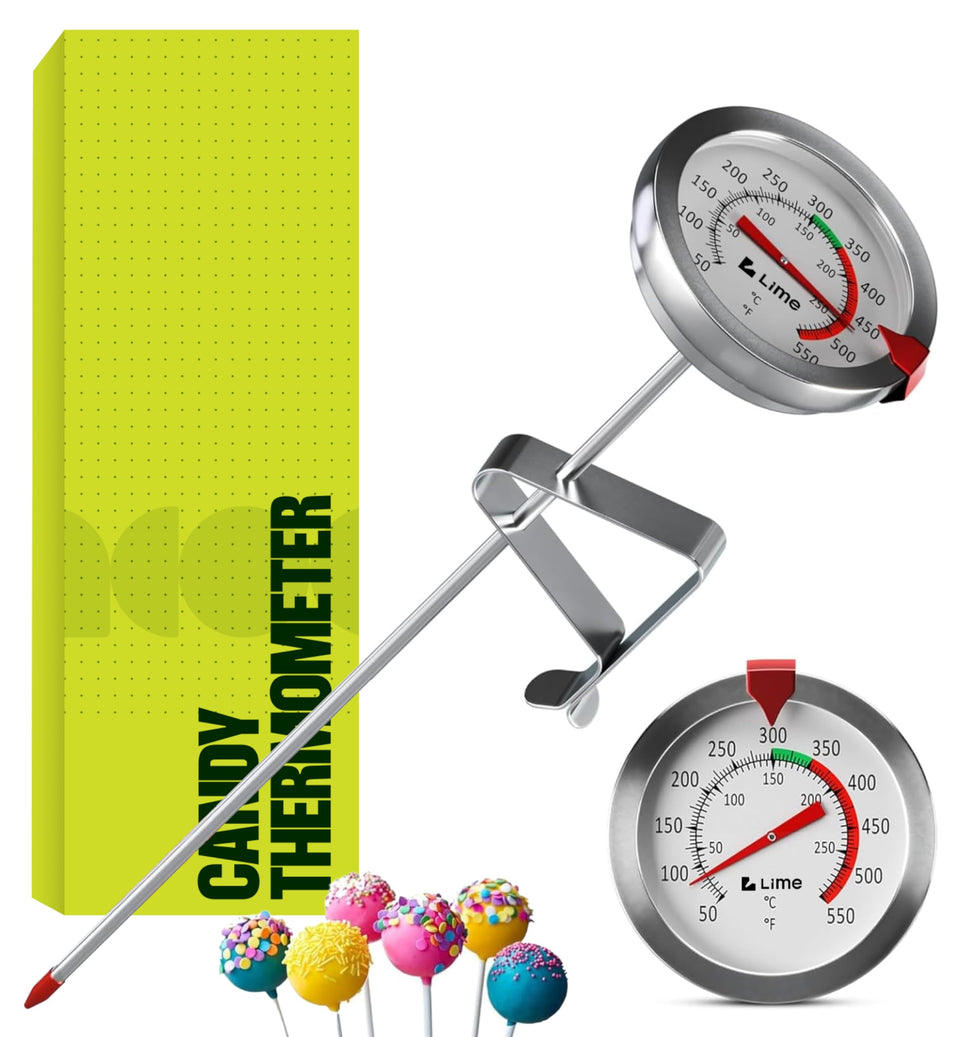Craft911 candy thermometer with an 8-inch stainless steel probe for precise frying temperatures.