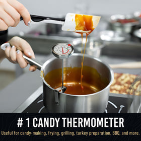 Craft911 candy thermometer clip attaches securely to pots for hands-free monitoring.