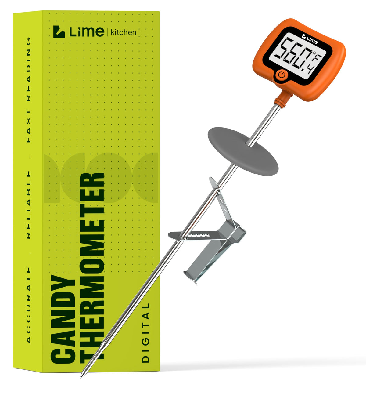 Craft911 digital candy thermometer with pot clip for safer, hands-free cooking