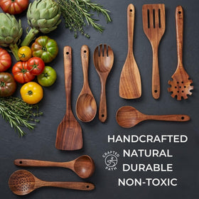 Crafted Path teak salad fork mixing greens