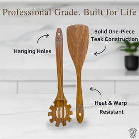 Crafted Path teak soup ladle serving warm broth