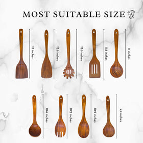 Crafted Path teak strainer spoon draining pasta