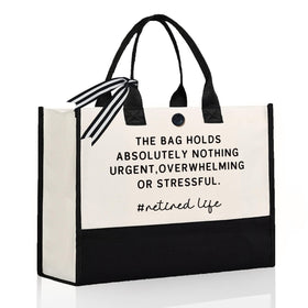 Craftique retirement tote front view shows the stylish design and roomy main compartment