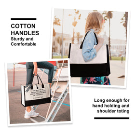 Craftique retirement tote in-use shopping scene demonstrates everyday practicality