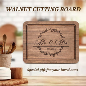 Craftique walnut cutting board bridal shower scene, practical and stylish kitchen accessory.