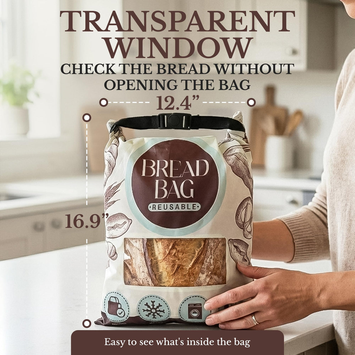 CraftyCrocodile bread bag food-grade inner material ensures safe bread contact.