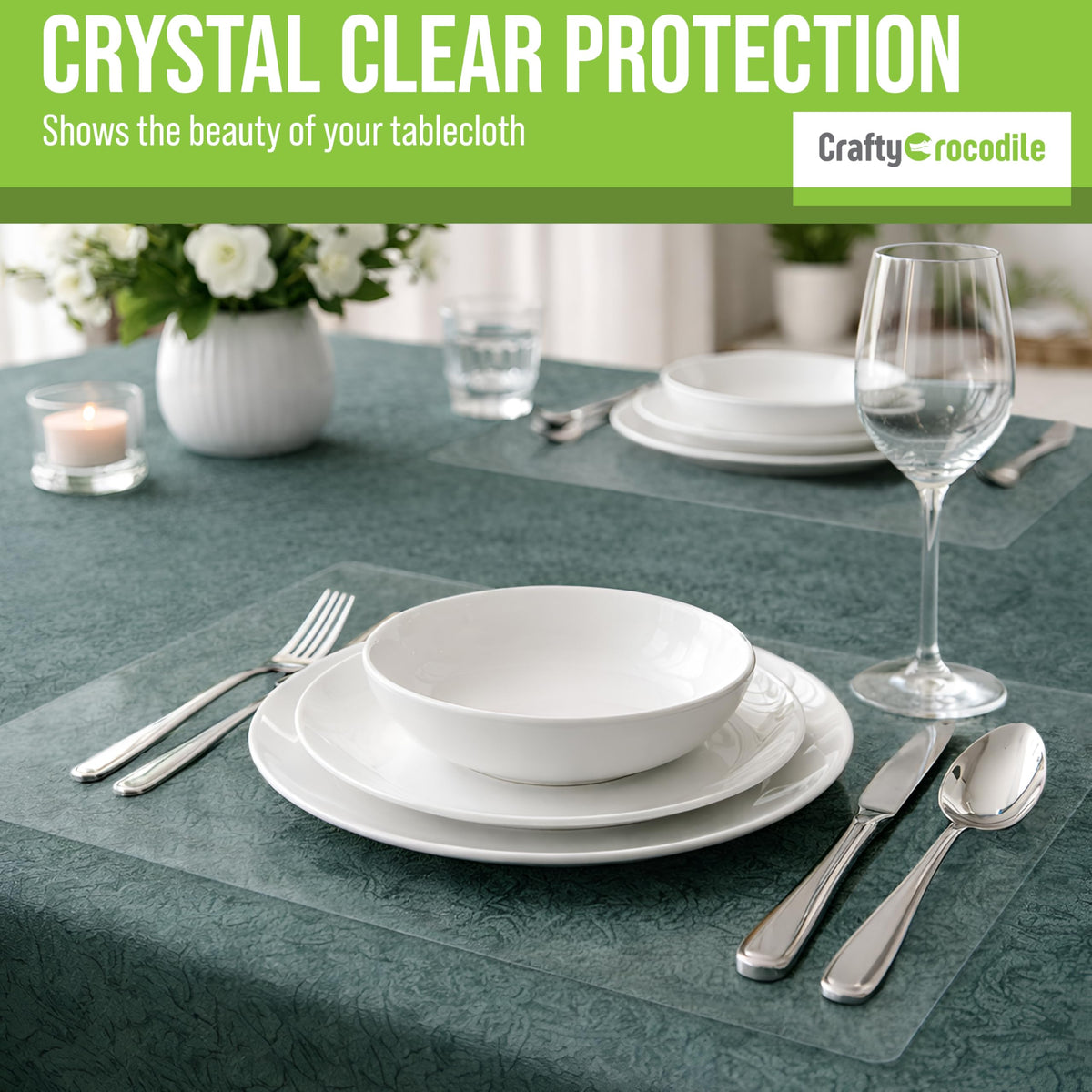 CraftyCrocodile easy-clean placemats stay clear and simple to wipe