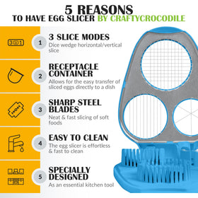 CraftyCrocodile egg dicer with stainless steel blades for precise slicing.