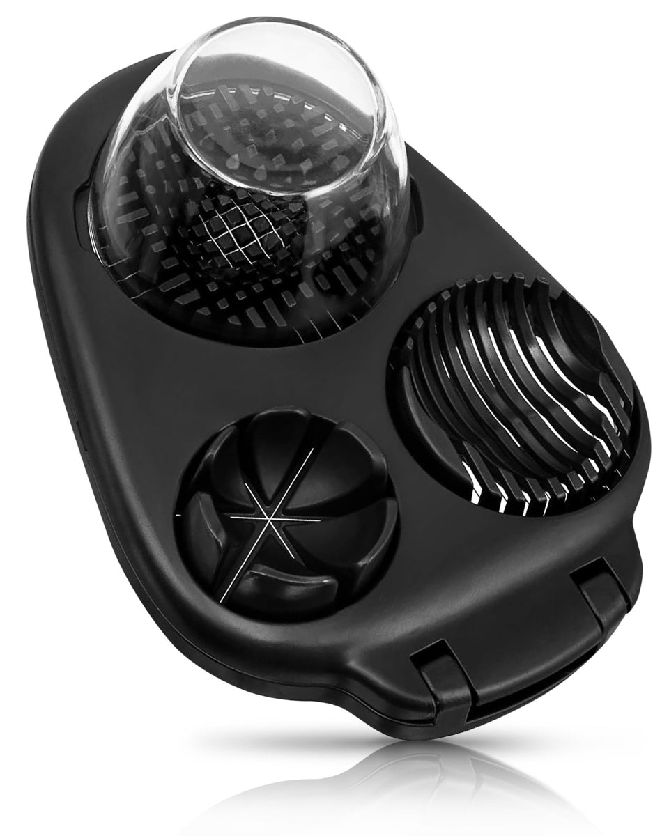 CraftyCrocodile egg slicer with three modes for uniform egg slices.