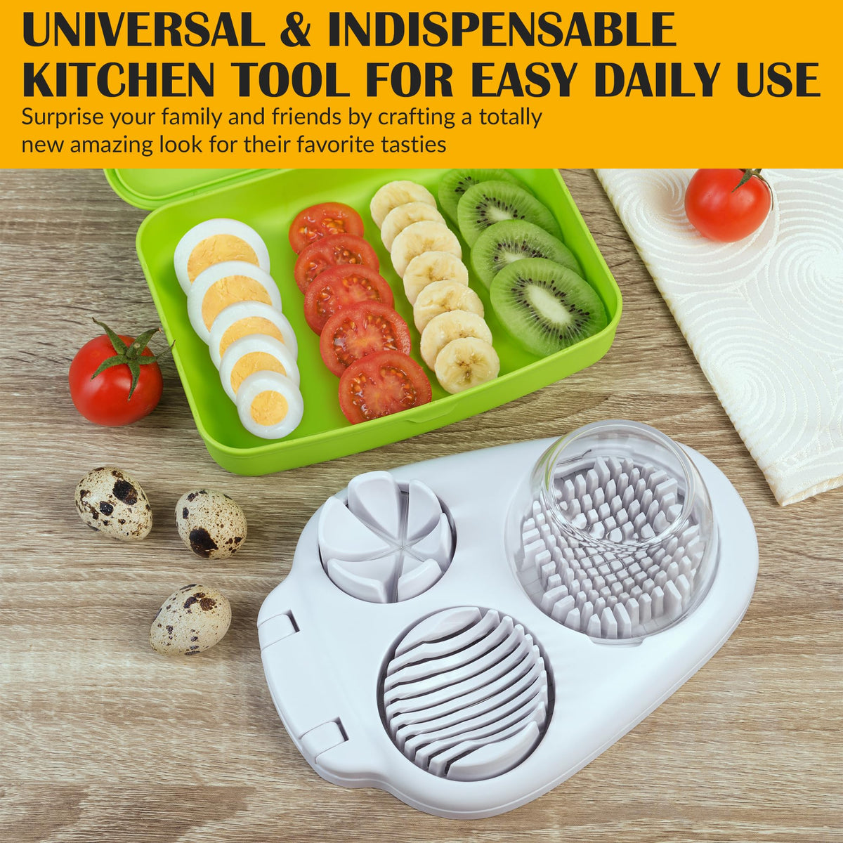 Compact CraftyCrocodile egg slicer design for easy storage.