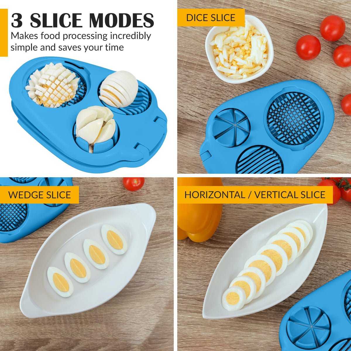 CraftyCrocodile egg slicer with horizontal and vertical cuts for versatile prep.