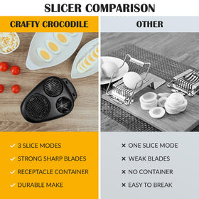 CraftyCrocodile egg slicer demo for evenly sliced salad toppings.
