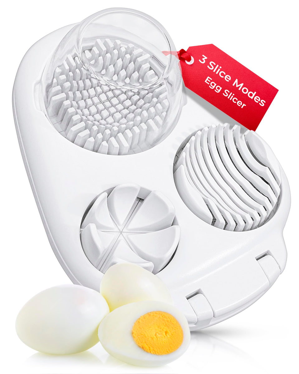 CraftyCrocodile Egg Slicer with stainless steel blades delivers clean, even eggs.