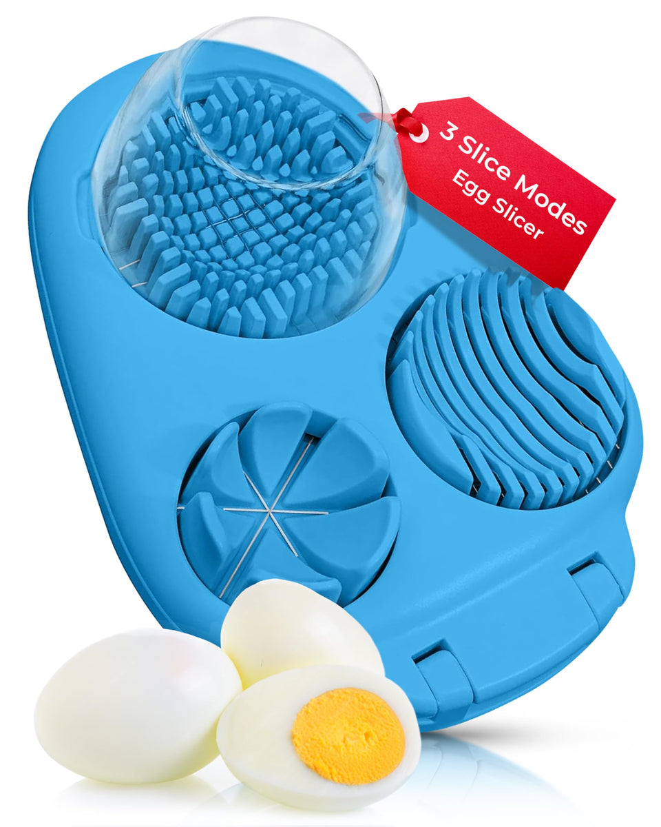 CraftyCrocodile egg slicer three-slice modes for quick, uniform egg cuts.