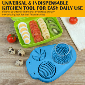 CraftyCrocodile multiuse slicer for strawberries, mushrooms, and tomatoes.