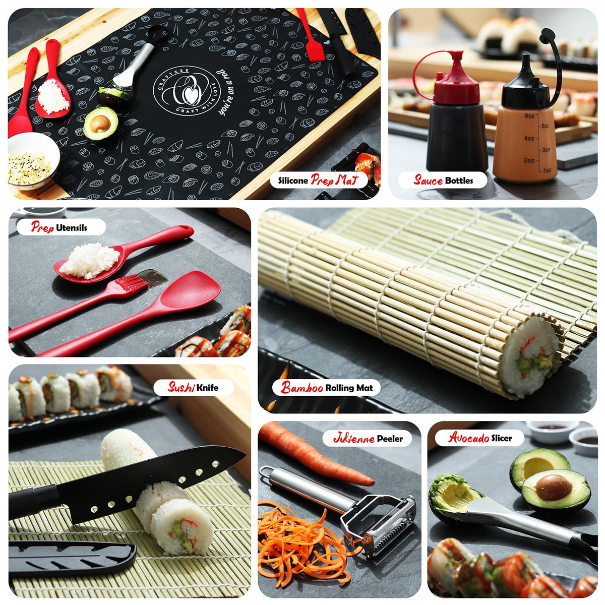 CraftZee Sushi Kit in a cozy kitchen, inviting family sushi nights