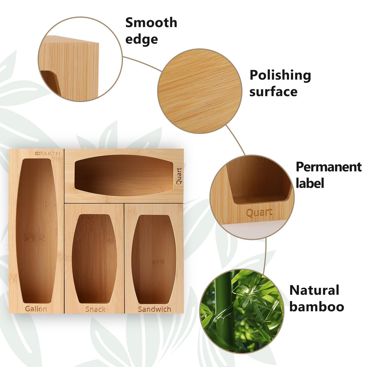 CRAKTH polished bamboo finish adds natural style to your kitchen drawer.